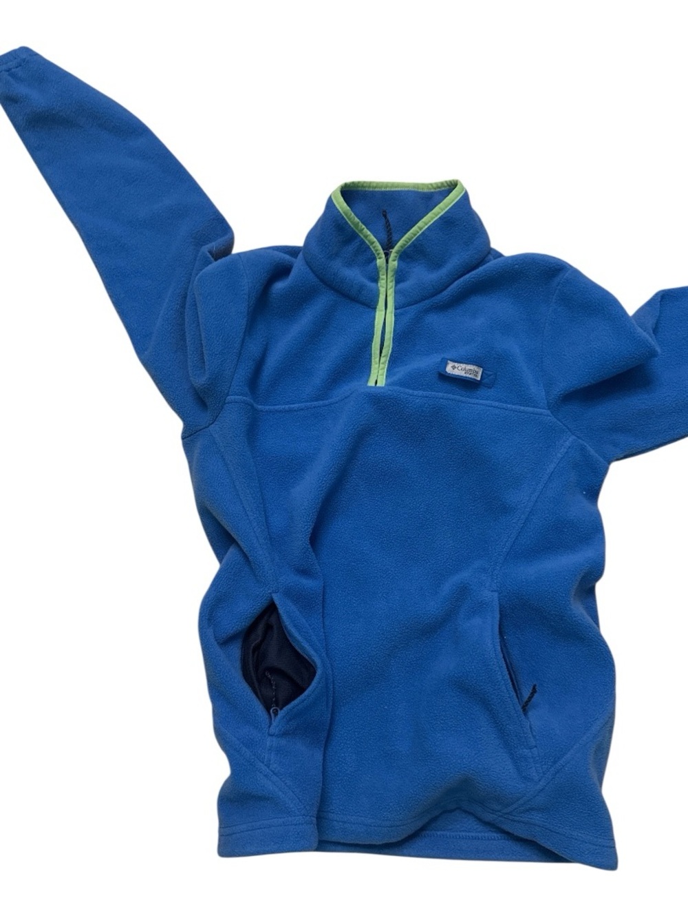 Columbia PFG Half-Zip Fleece Pullover Jacket with Green Trim Size Medium pockets - Picture 3 of 6